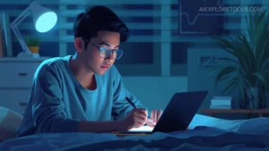 Student using an AI tutor for late-night learning support
