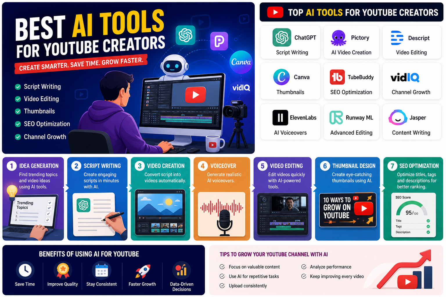 Best AI Tools for YouTube Creators (Complete Beginner Guide)